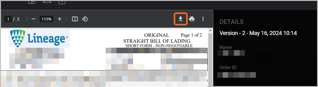Download a bill of lading document