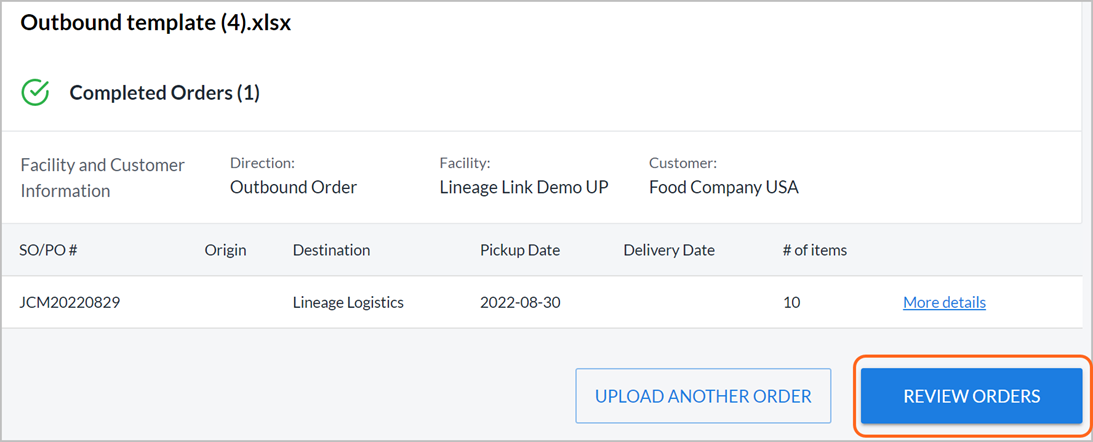 Bulk order upload